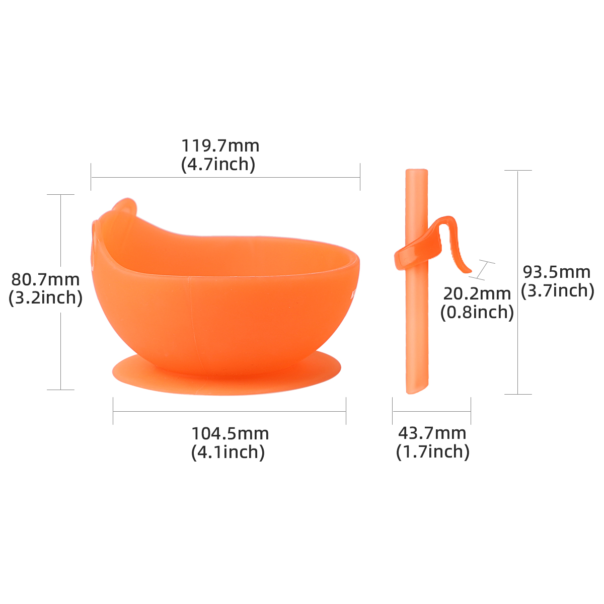 Rabbit Shape Silicone Suction Bowl (with Straw)