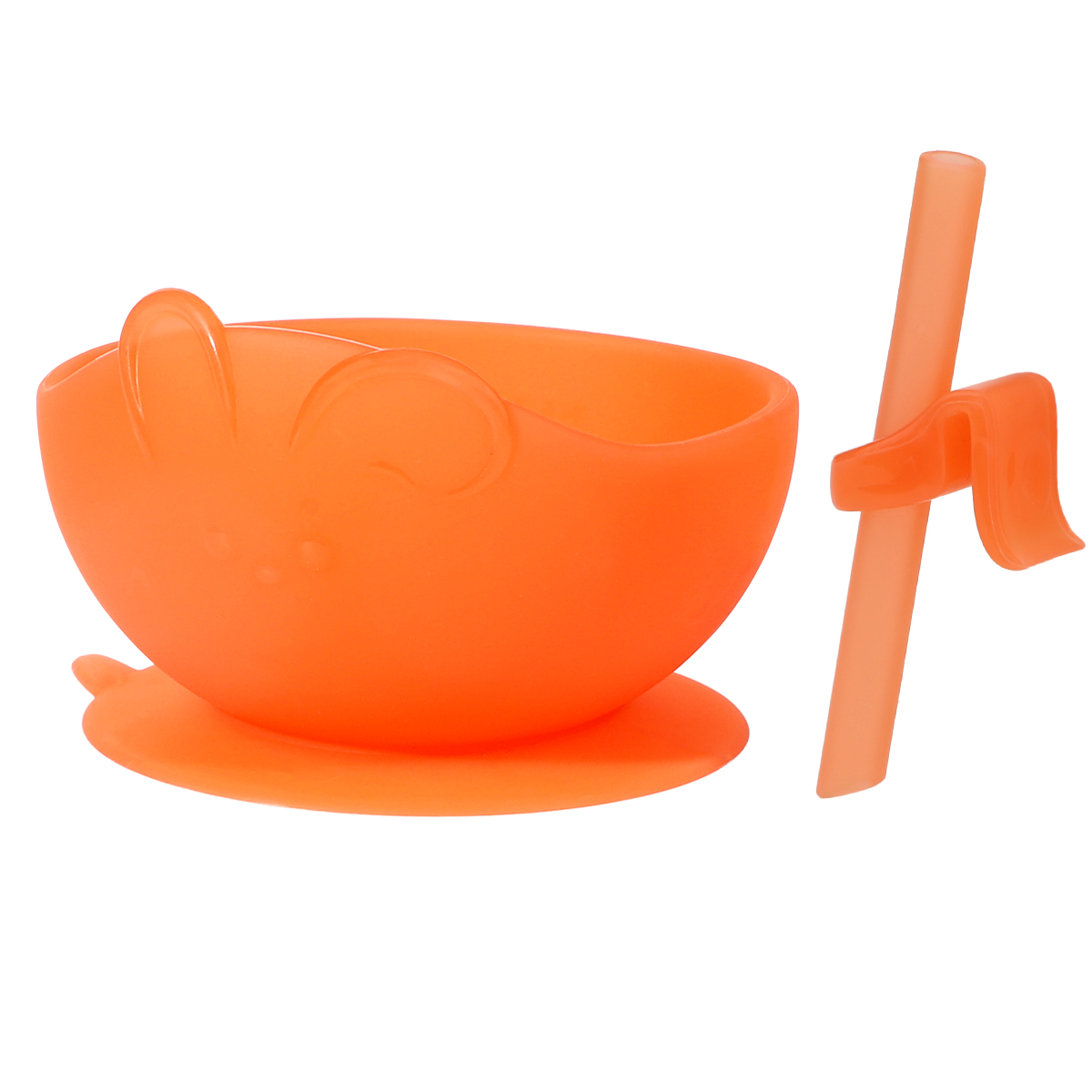 Rabbit Shape Silicone Suction Bowl (with Straw)