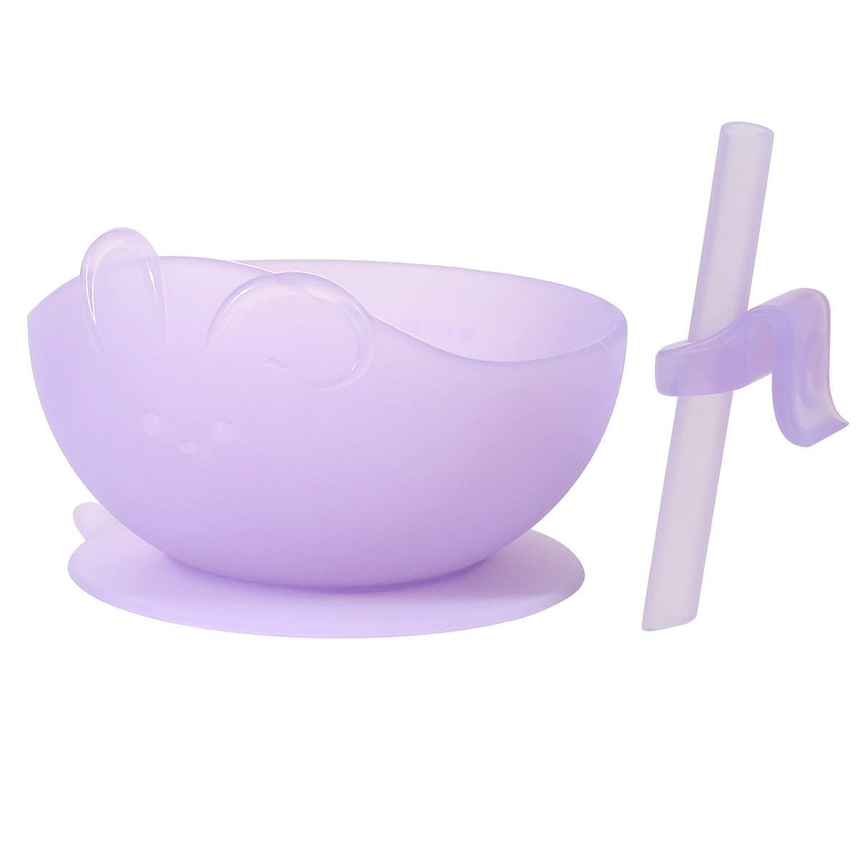 Rabbit Shape Silicone Suction Bowl (with Straw)