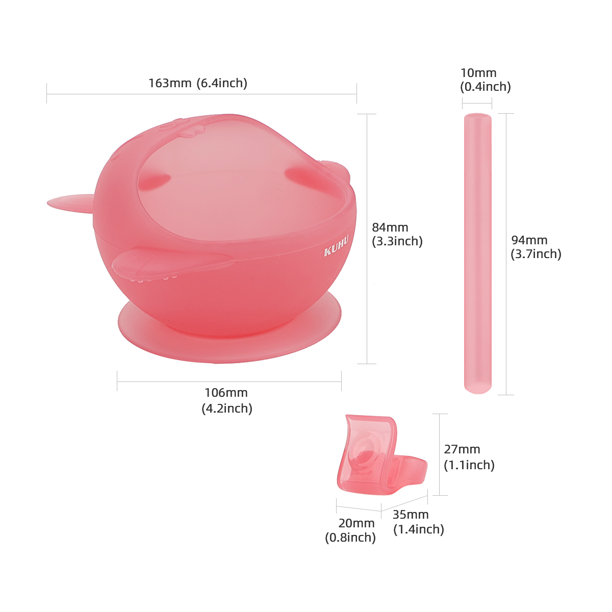 KUHU Adorable Rabbit Shape Silicone Bowl with Straw and Suction Base for Babies and Toddlers - Perfect for Mealtime Fun!