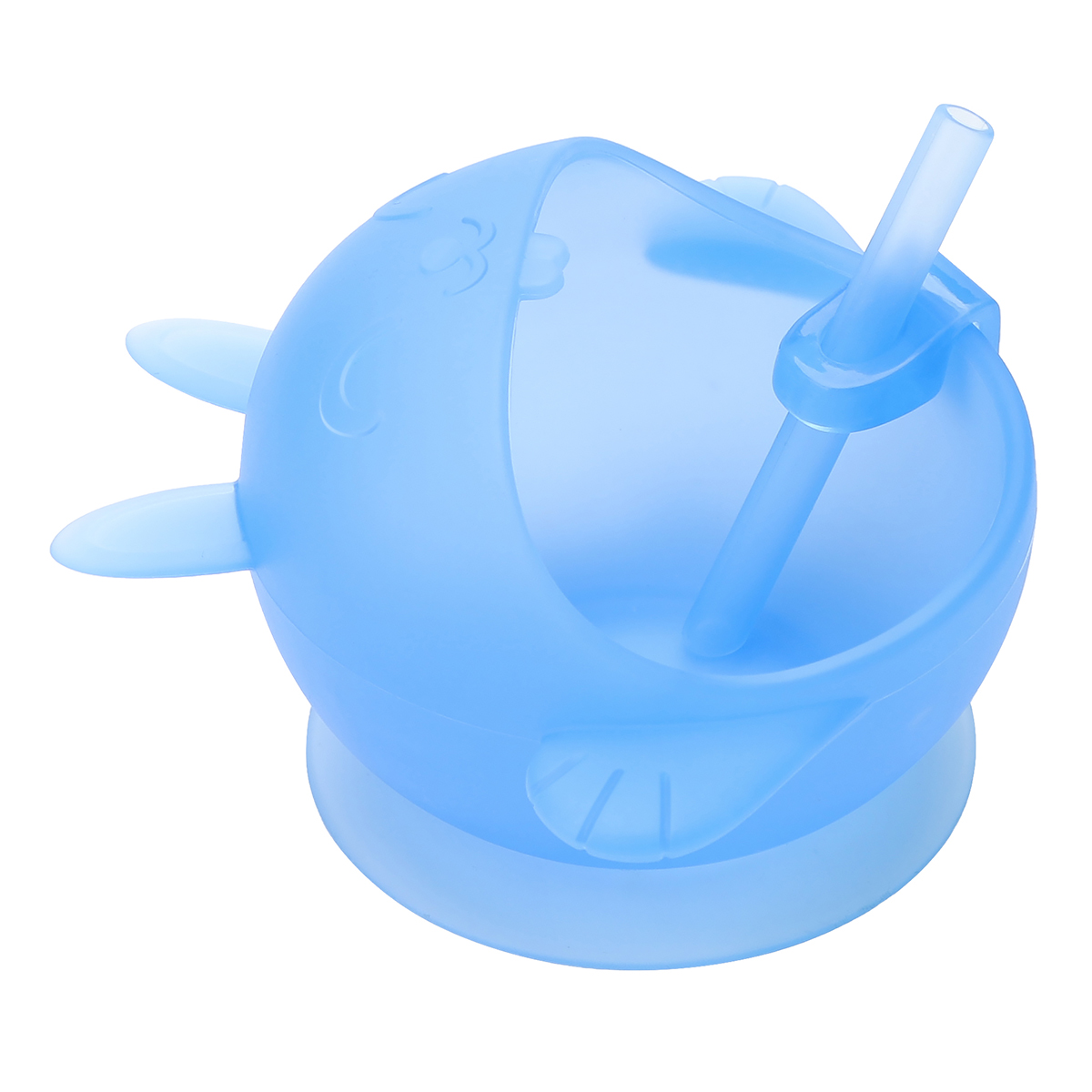 KUHU Adorable Rabbit Shape Silicone Bowl with Straw and Suction Base for Babies and Toddlers - Perfect for Mealtime Fun!