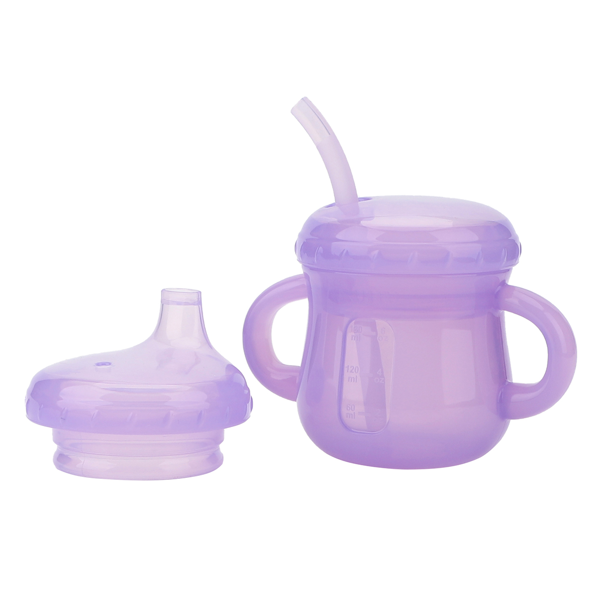 Silicone Baby Training Cup (Two Lids), sippy cup and straw cup for babies and toddlers