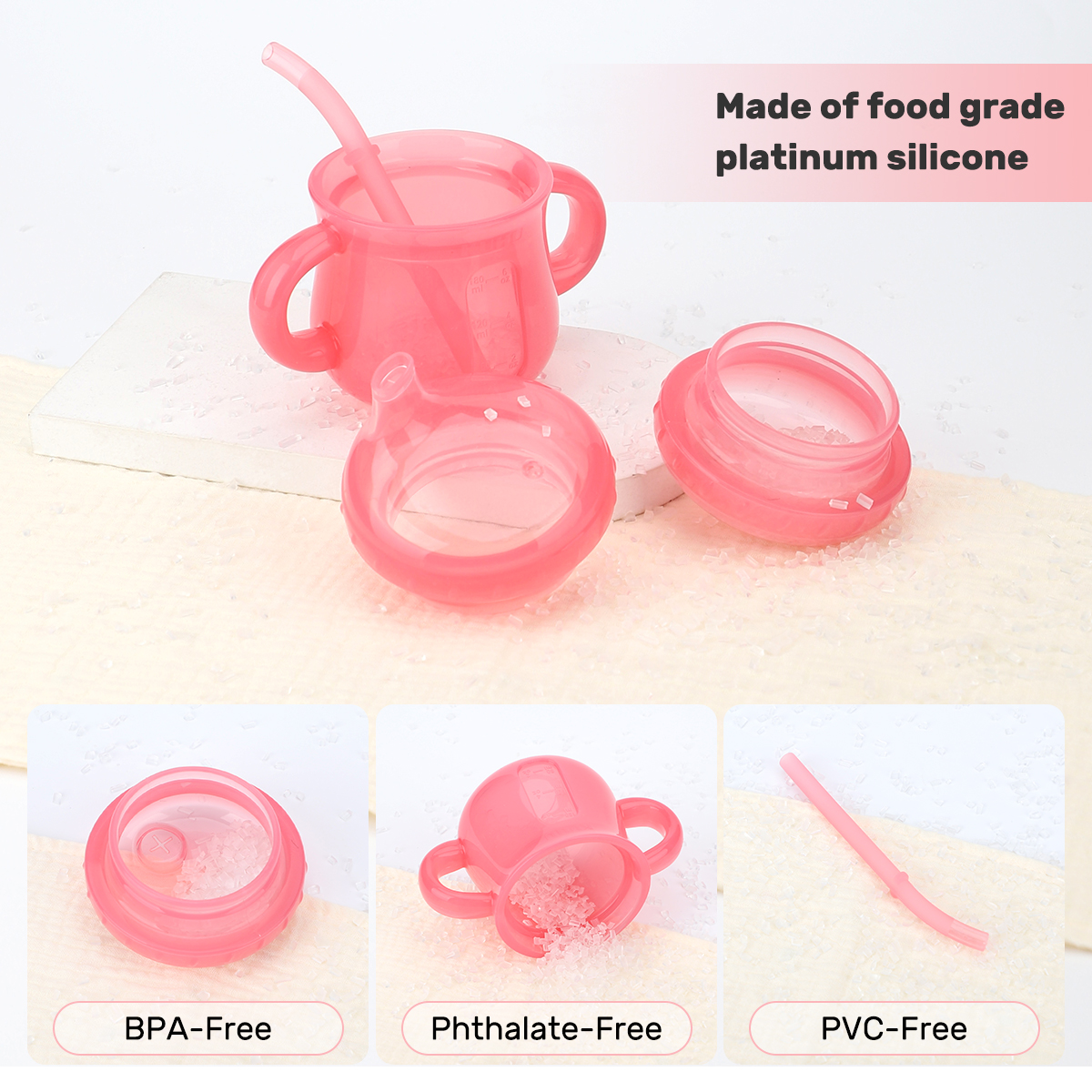 Silicone Baby Training Cup (Two Lids)