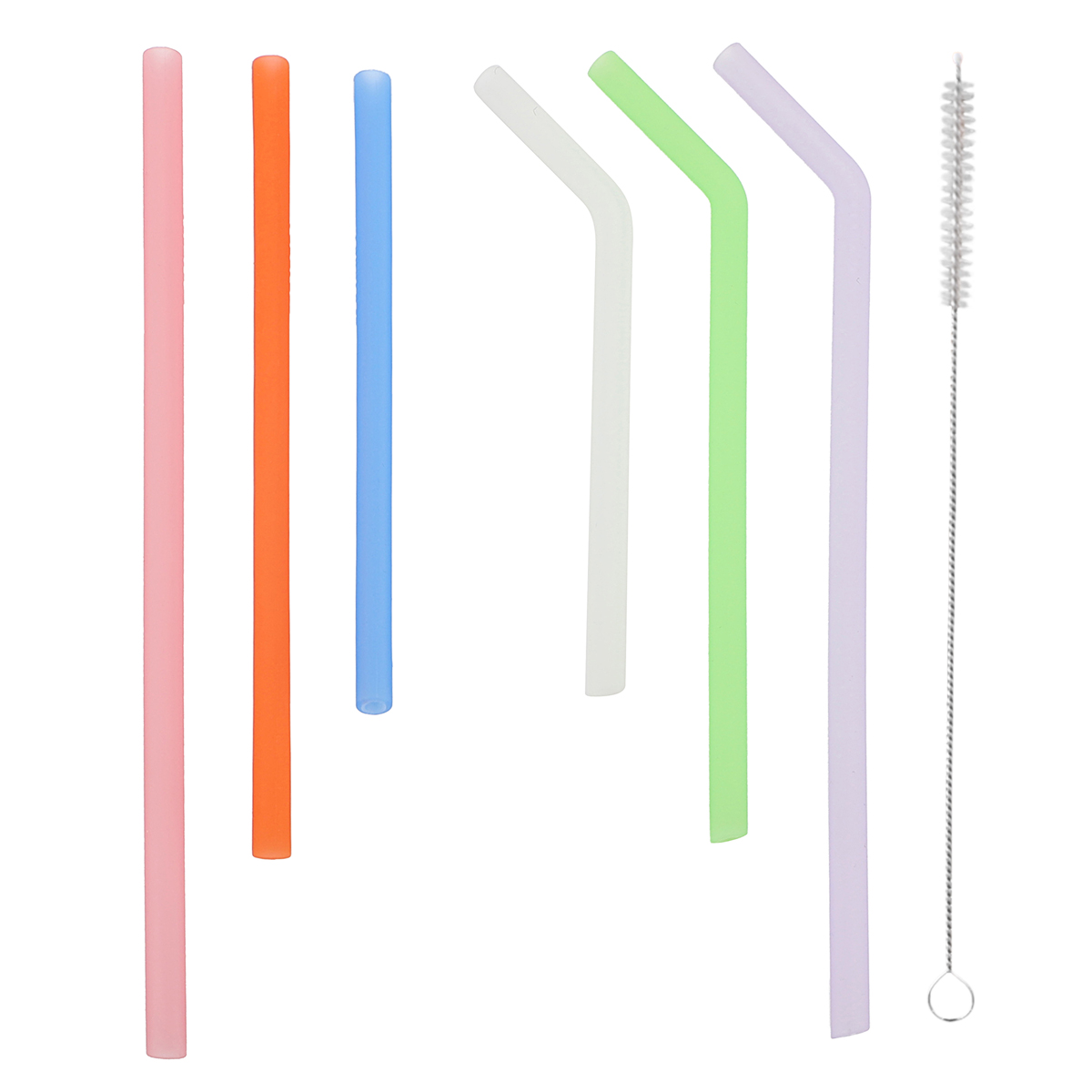 KUHU Straight and Bend Silicone Straw Set - 3 straight straws + 3 bend straws, Ideal for Babies, Toddlers, and Adults