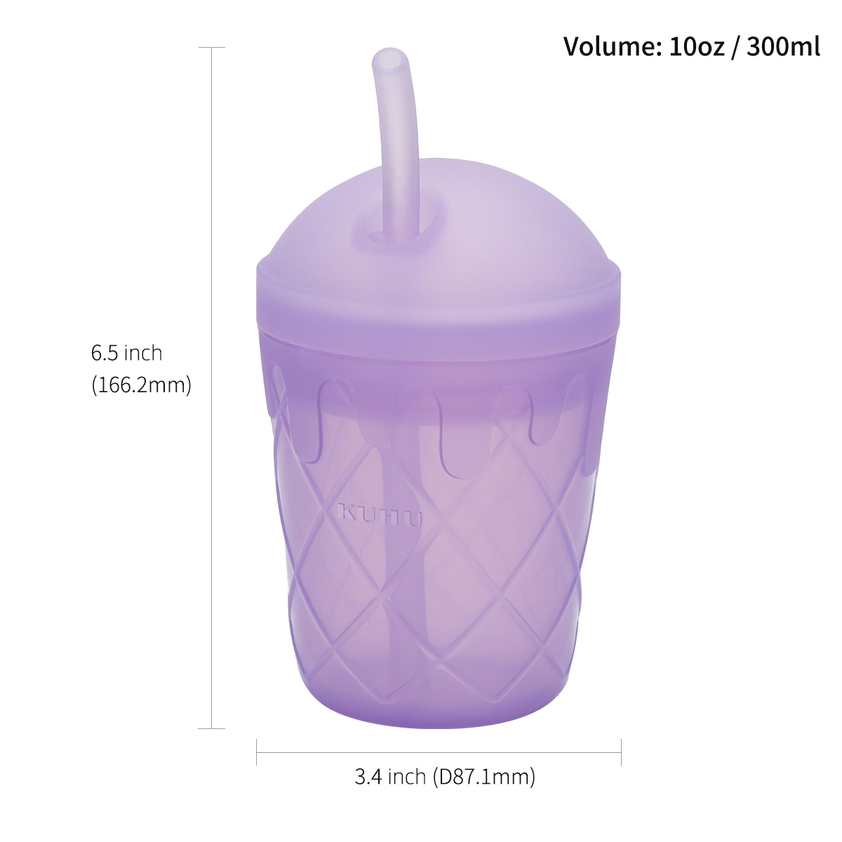 KUHU Ice Cream Silicone Straw Cup - Spill-Proof Straw Cup for Babies and Kids