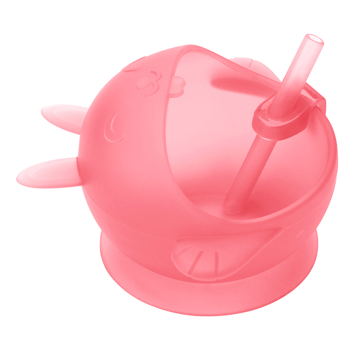 KUHU Adorable Rabbit Shape Silicone Bowl with Straw and Suction Base for Babies and Toddlers - Perfect for Mealtime Fun!