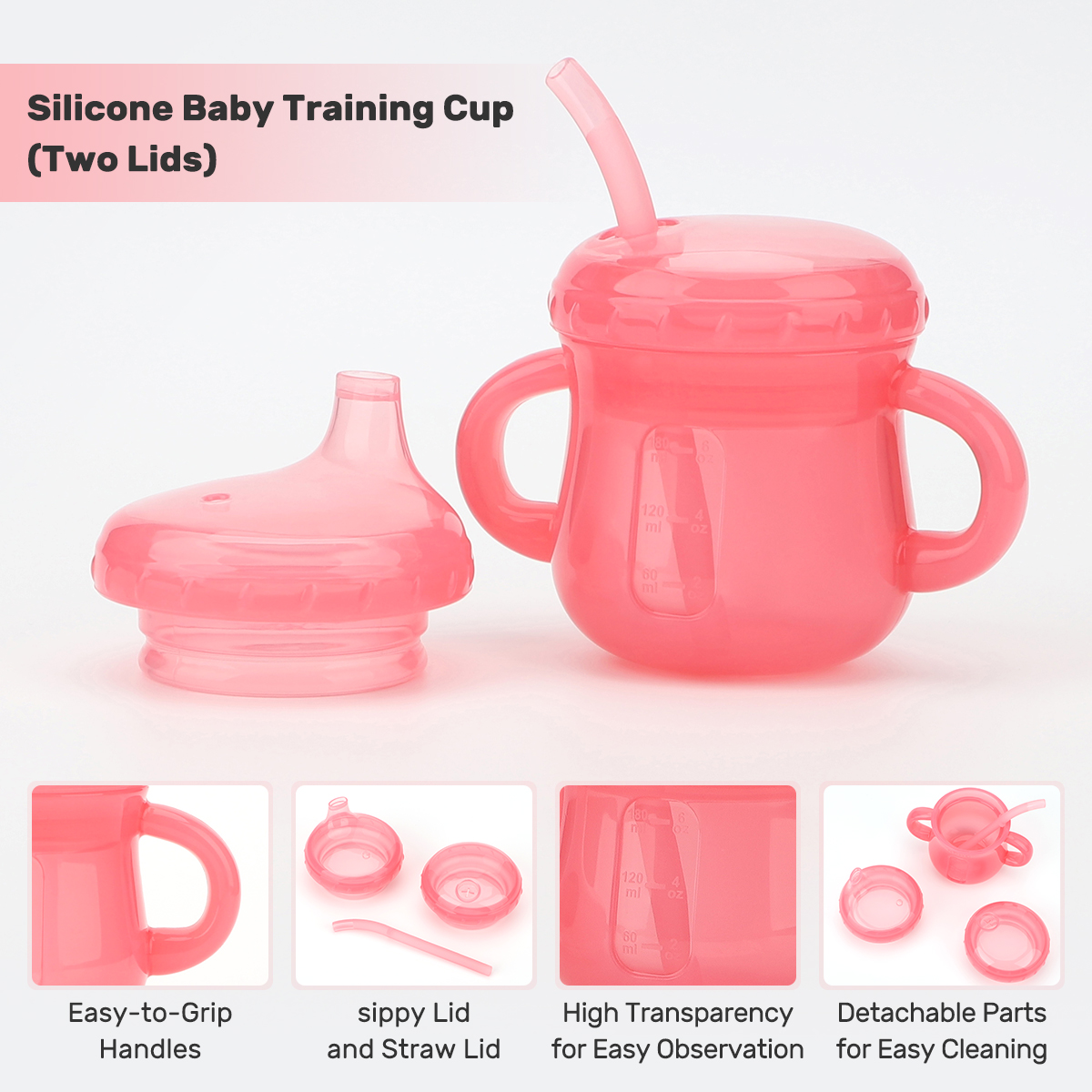 Silicone Baby Training Cup (Two Lids)