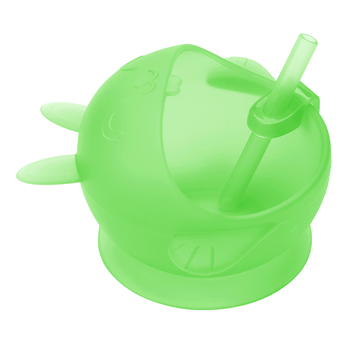 KUHU Adorable Rabbit Shape Silicone Bowl with Straw and Suction Base for Babies and Toddlers - Perfect for Mealtime Fun!