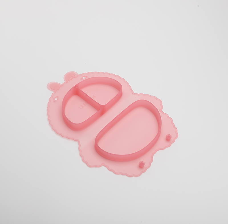 KUHU Silicone Bunny Shape Foldable Plate for Babies & Toddlers - Ideal Baby Plate with Suction, Easy Clean & Portable - Includes Baby Spoon and fork - Perfect for Mealtime Fun!